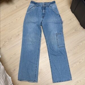 H&M Women’s Blue Carpenter Baggy Straight-Leg Jeans